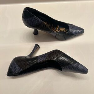 Sam Edelman Julianne Pointed Toe Heels with Blue Gray Brown & Black Hues Size 8.